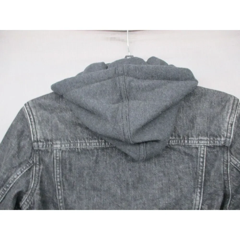 Gap‎ Washed Black Denim Jacket With Hood Unisex Size Extra Large